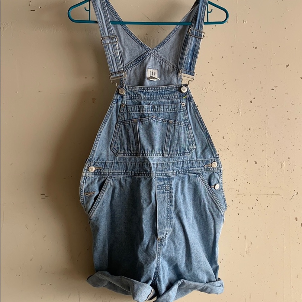 Vintage thrifted GAP denim short overalls